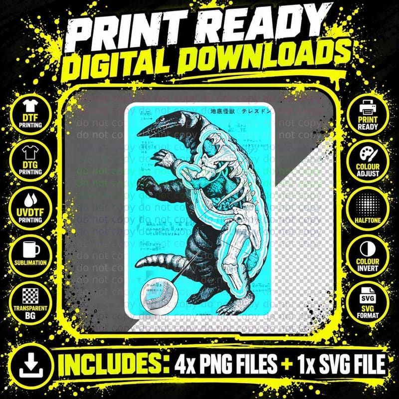 Funny Japanese Kaiju Anatomy Monster Nerd Geek T-Shirt Png SVG Digital Bundle