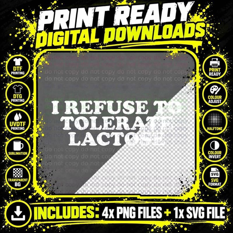 Funny Lactose Intolerance T-Shirt Png SVG Digital Bundle