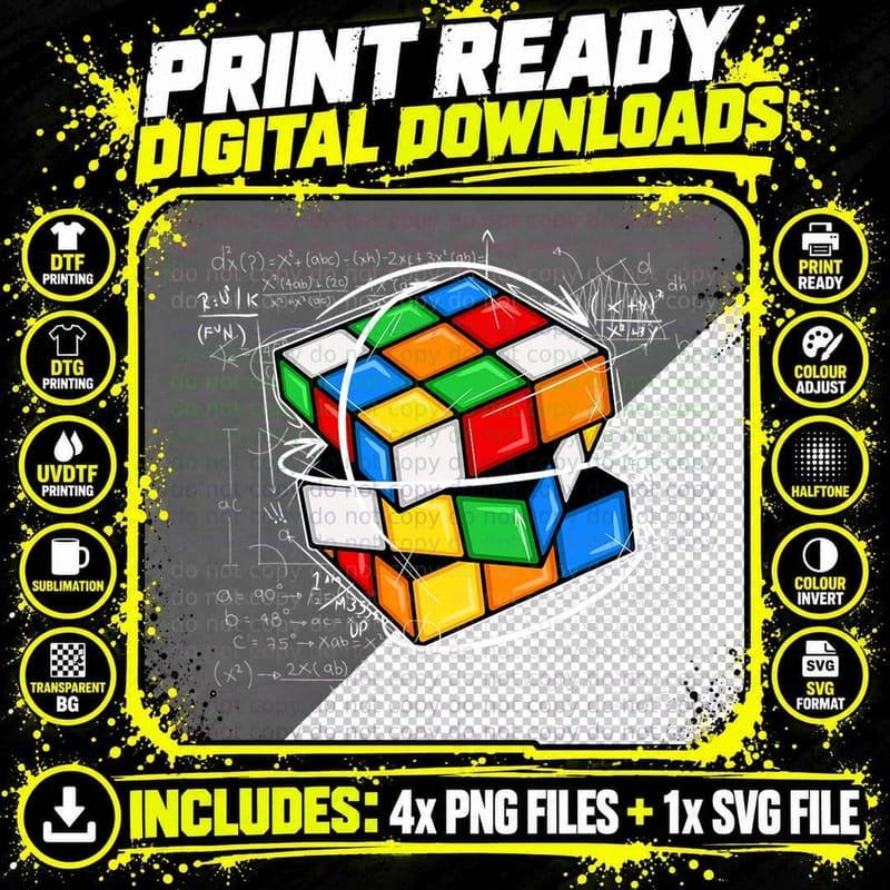 Funny Math Cuber Speed Cubing Puzzle Lover Cube T-Shirt Png SVG Digital Bundle