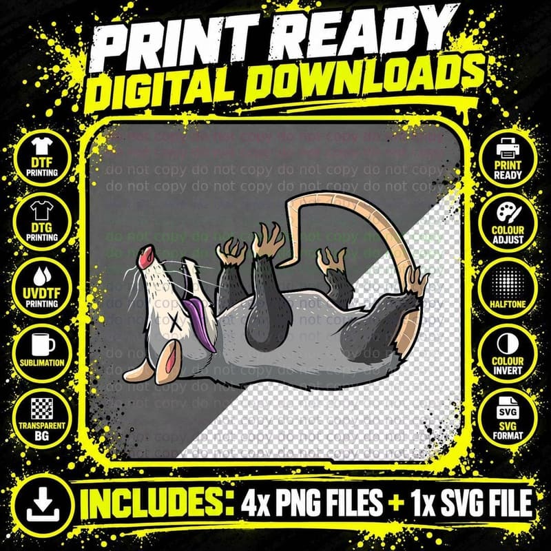 Funny Opossum Dead Possum Live Weird Fake Your Death Png SVG Digital Bundle