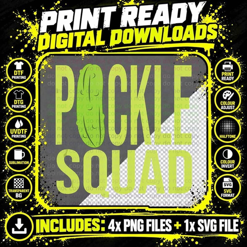 Funny Pickle Squad Group of Pickle Lovers T-Shirt Png SVG Digital Bundle