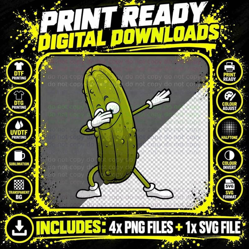 Funny Pickle for Men Women Dill Pickle Dabbing Cucumber Png SVG Digital Bundle