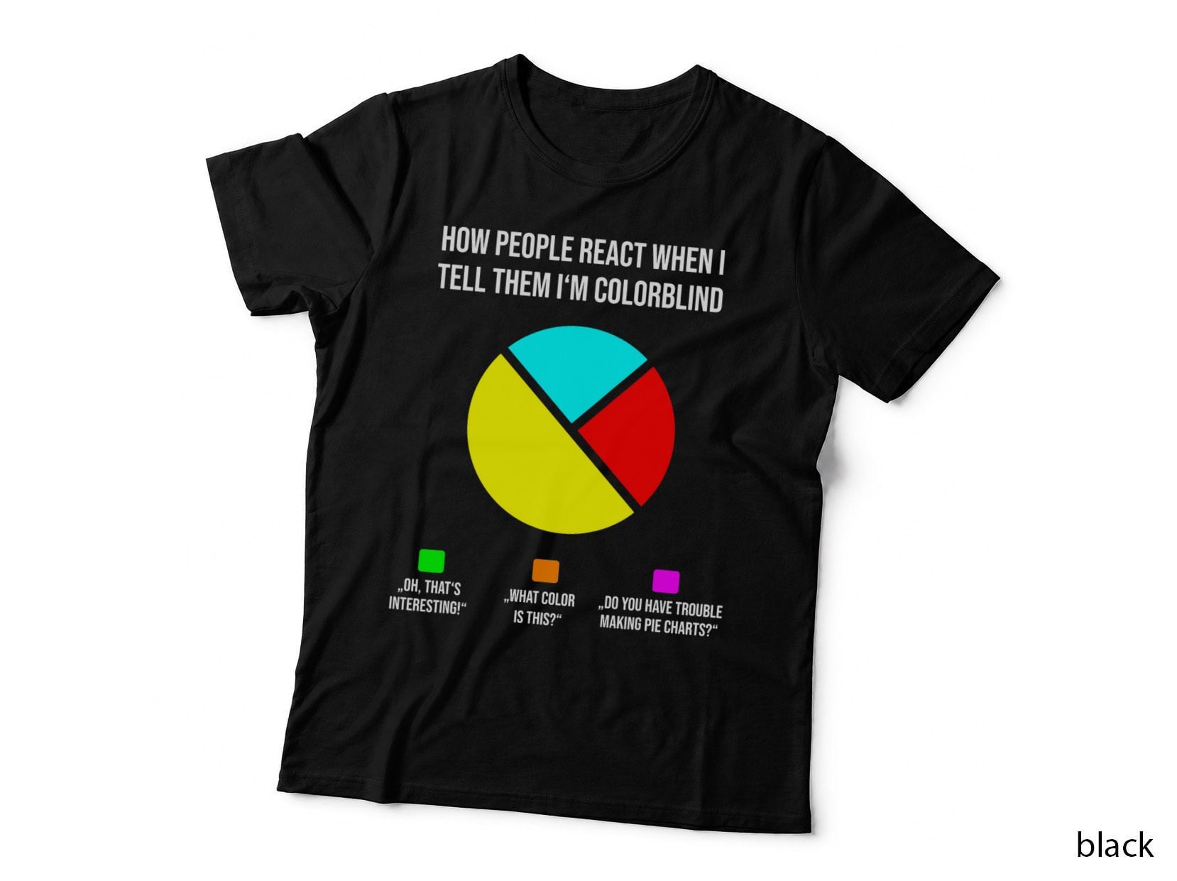Funny Pie Chart How People React Colorblind T-Shirt