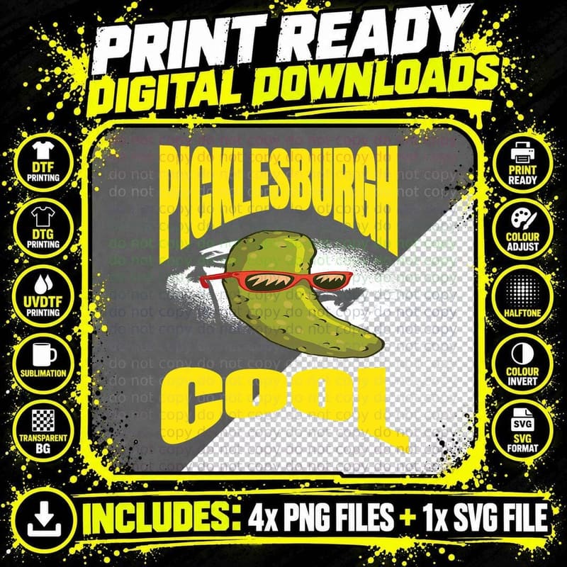 Funny Pittsburgh Humor Picklesburgh Cool Relaxing Pickle Png SVG Digital Bundle