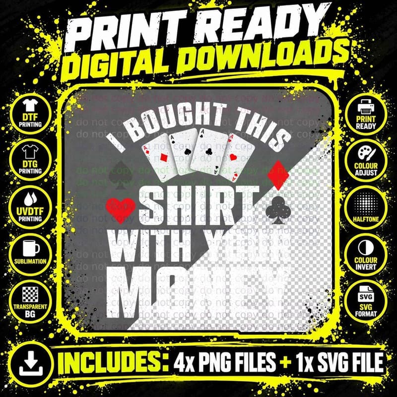 Funny Poker Art for Gambling Men Women Poker Player Png SVG Digital Bundle