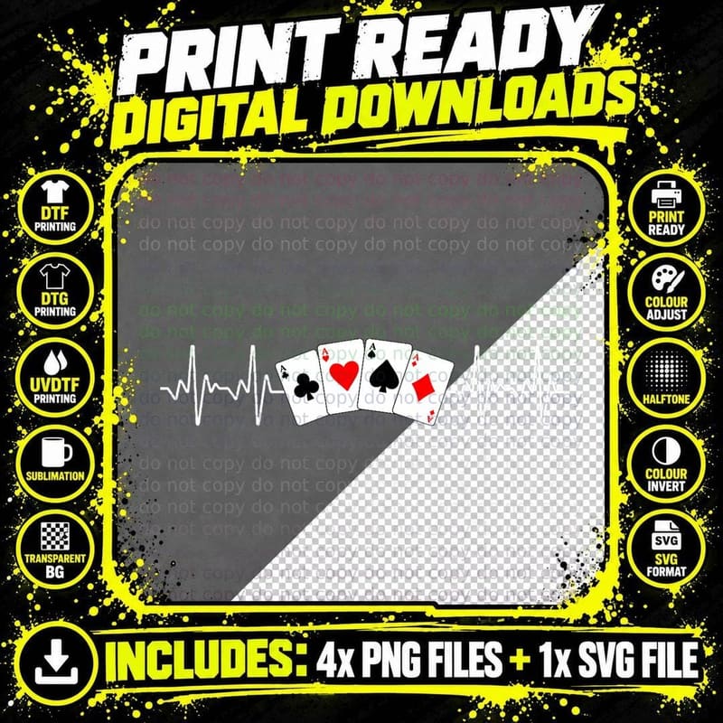 Funny Poker Art for Men Women Gambler Card Game Poker Png SVG Digital Bundle