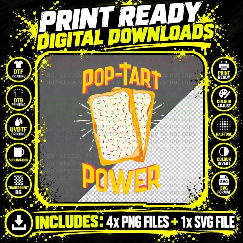 Funny Pop Tart Power, Bodybuilding Pre-Workout T-Shirt Png SVG Digital Bundle