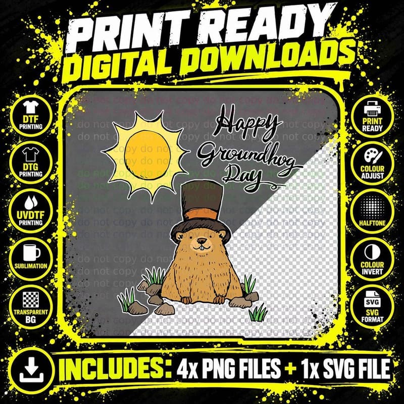 Funny Respect the Groundhog Day T-Shirt Png SVG Digital Bundle