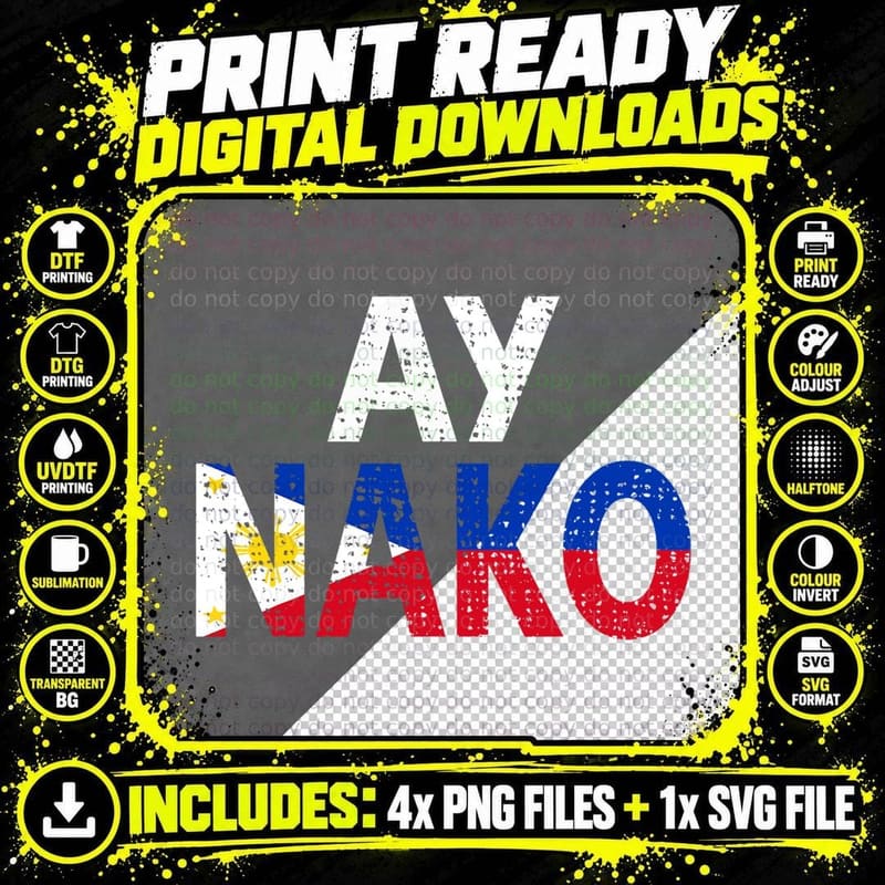 Funny Retro Vintage Filipino Pinoy Ay Nako T-Shirt Png SVG Digital Bundle