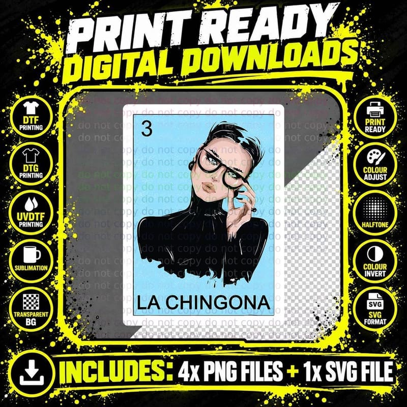 Funny Spanish-Mexican Bingo Gifts Women - La Chingona Png SVG Digital Bundle