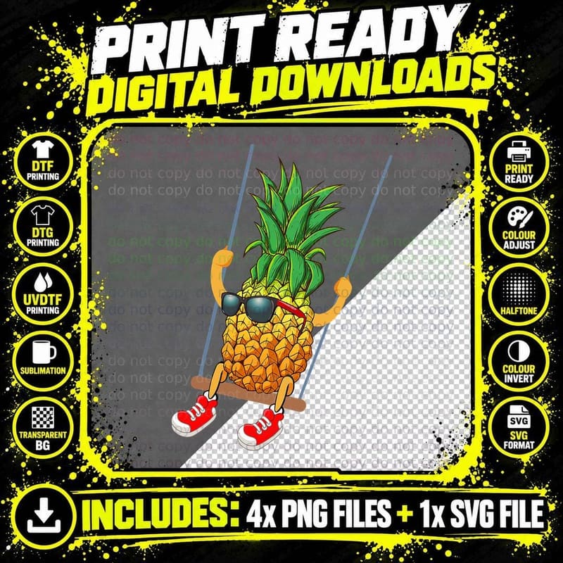 Funny Swinging Pineapple Swinger T-Shirt Png SVG Digital Bundle