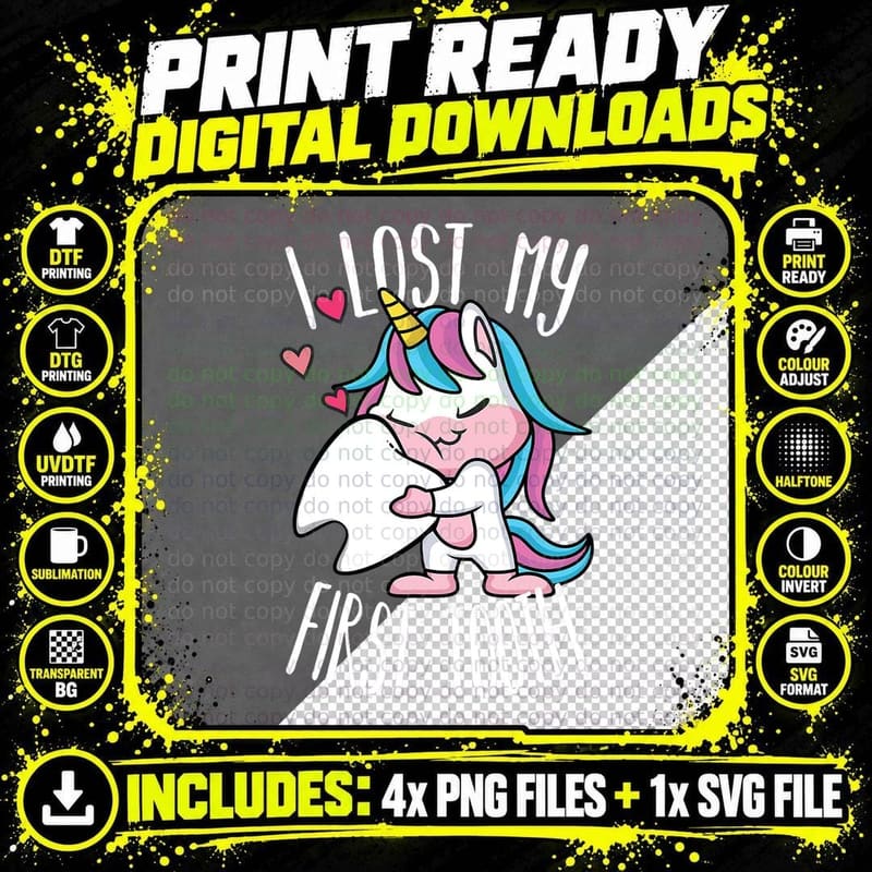 Funny Tooth Fairy - Cute Unicorn I Lost My First Tooth Png SVG Digital Bundle