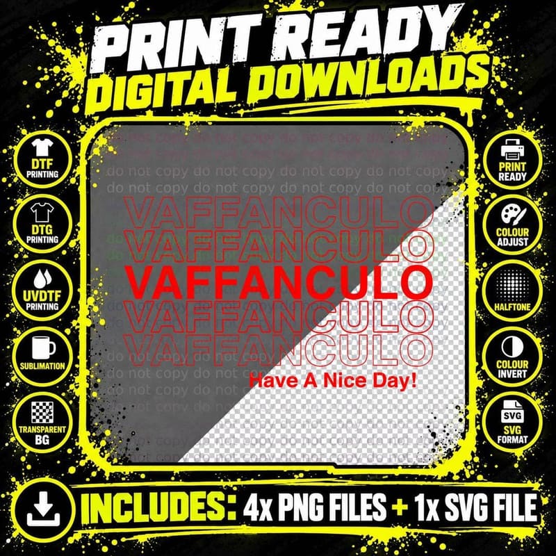 Funny Vaffanculo Design Italian for Have a Nice Day Joke Png SVG Digital Bundle
