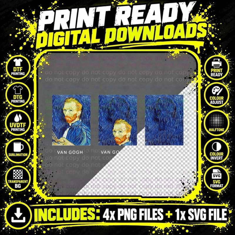 Funny Van Gogh Van Gone Design for an Art Hoe Png SVG Digital Bundle