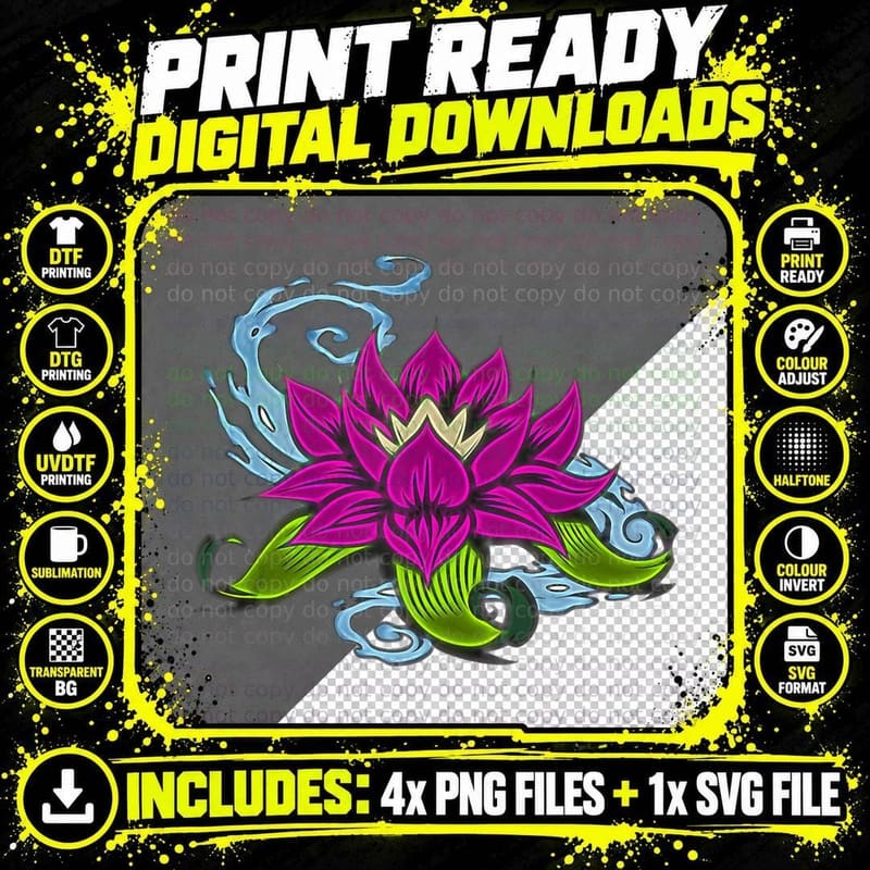 Graphic 365 Lotus Flower Yoga Spiritual Funny Gift Png SVG Digital Bundle