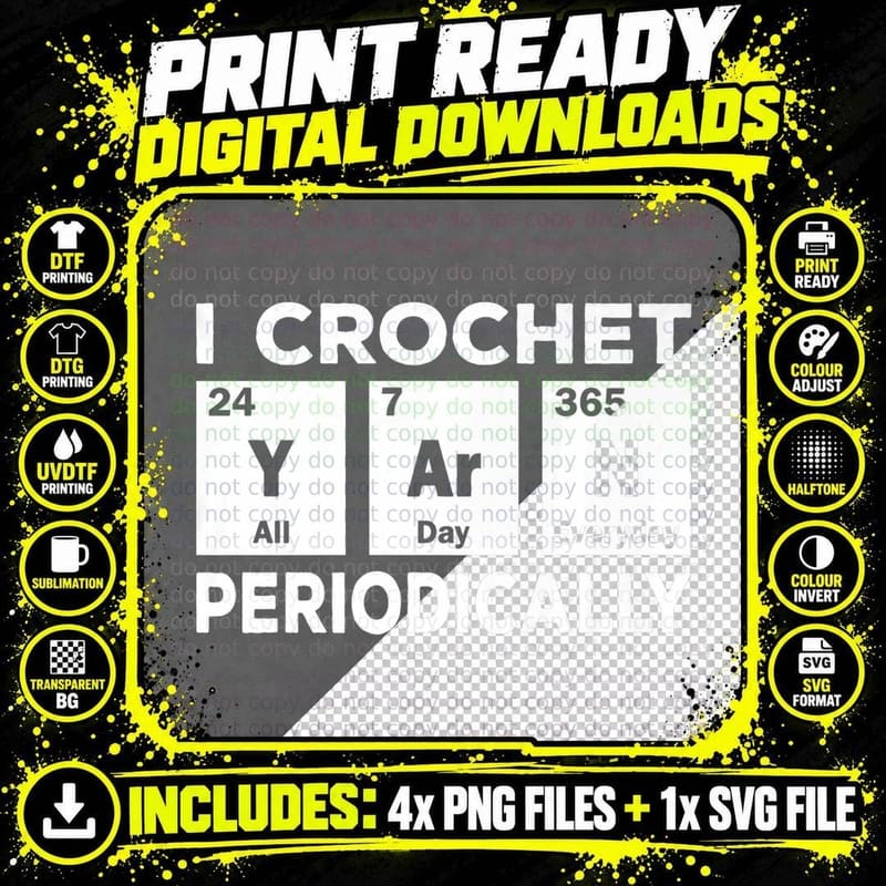 I Crochet Yarn Periodically Funny Knitting Lover T-Shirt Png SVG Digital Bundle