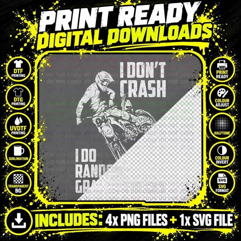 I Don't Crash I Do Random Gravity Checks Funny Motocross Png SVG Digital Bundle