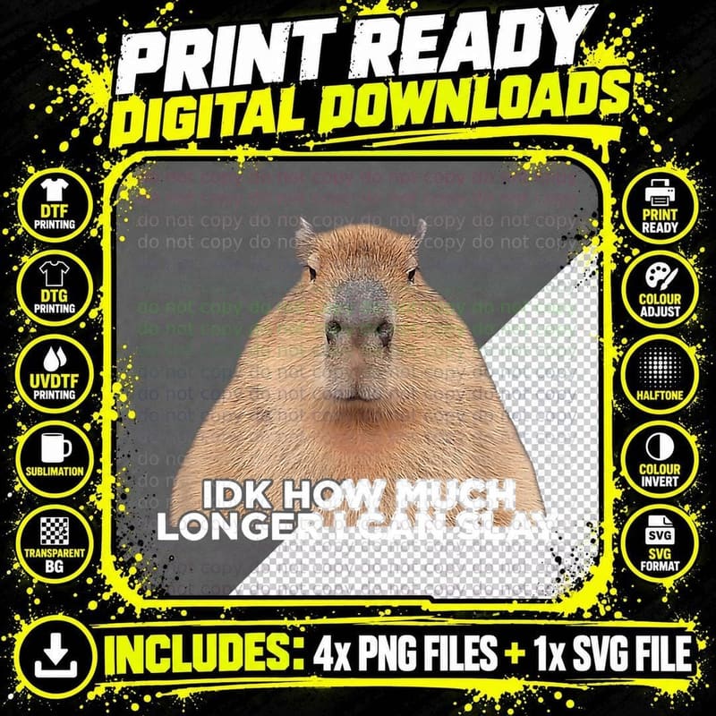 I Don't Know How Much Longer I Can Slay Capybara Lover Png SVG Digital Bundle