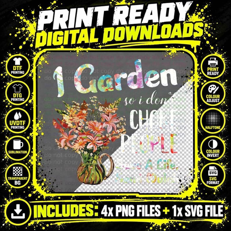 I Garden So I Don't Choke People - Gardening - Funny Png SVG Digital Bundle