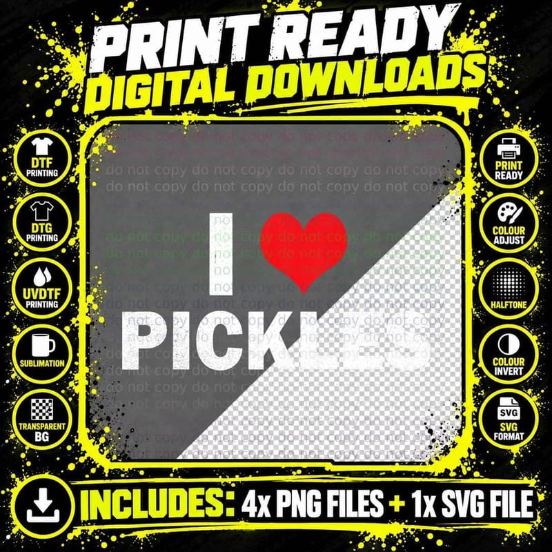 I Love Pickles Pickle Lovers I Heart Pickles Women Png SVG Digital Bundle