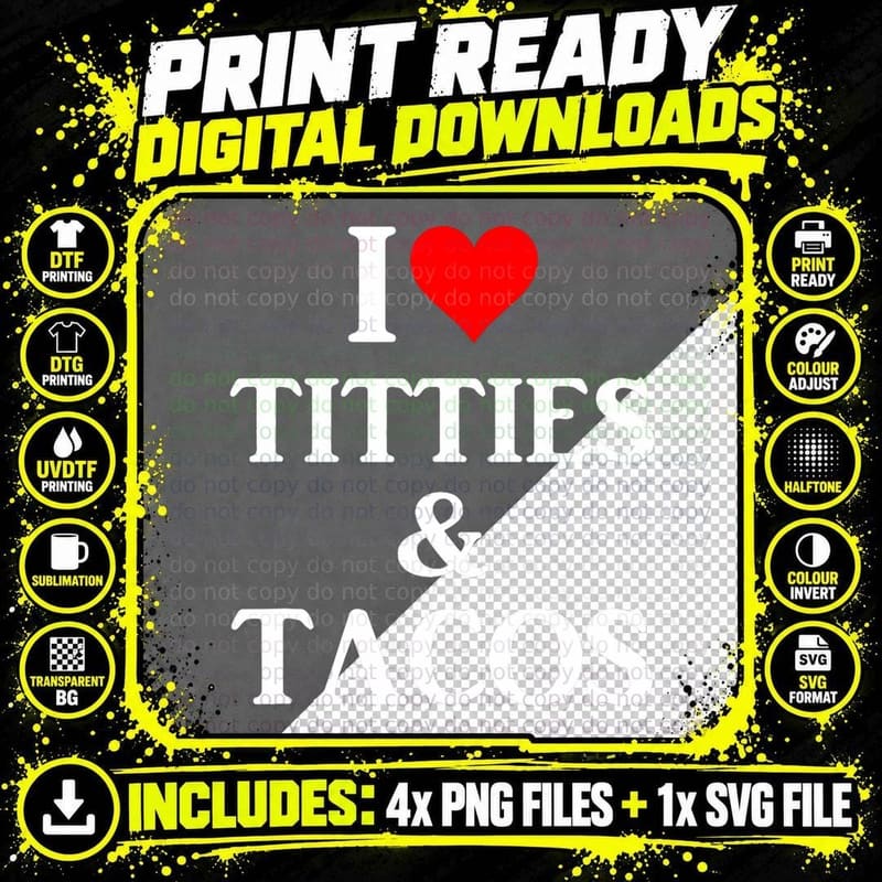 I Love Titties and Tacos - Funny Adult Phone Accessory Png SVG Digital Bundle