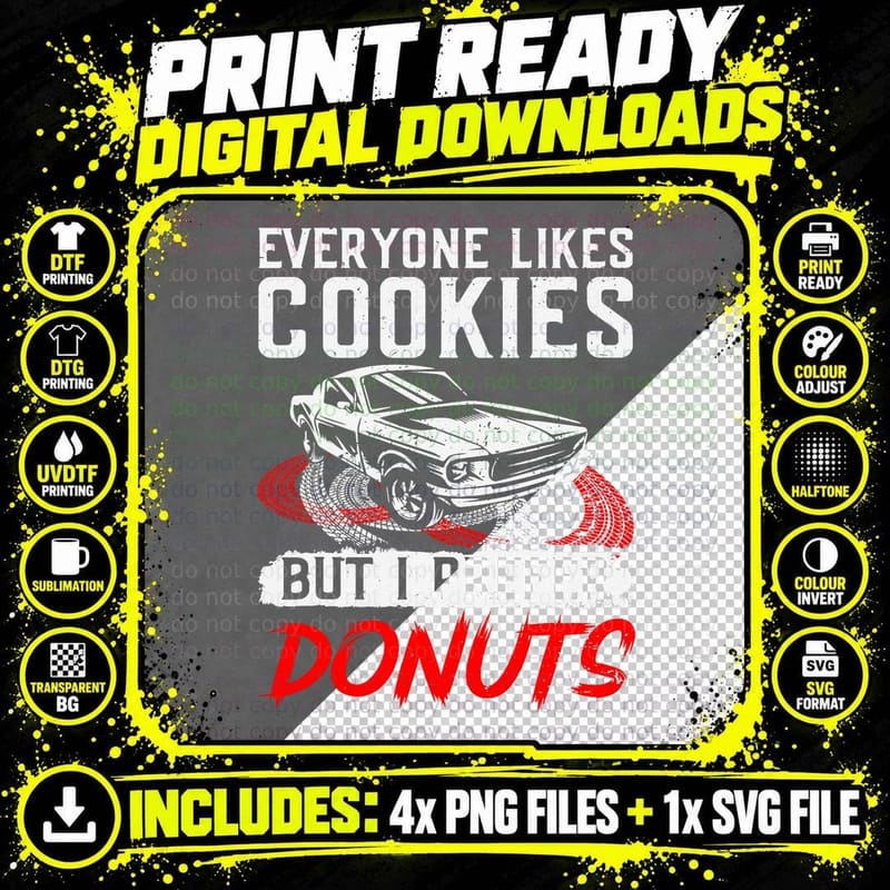 I Prefer Donuts Funny Car Guy Racing Drifting Car Png SVG Digital Bundle
