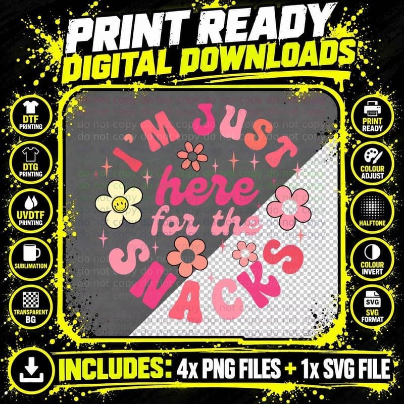 I'm Just Here for the Snacks Shirt Funny Saying Toddler Png SVG Digital Bundle