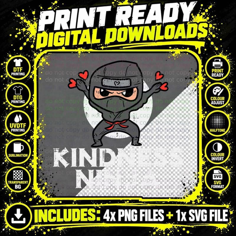 Kindness Ninja Funny Kids Unity Day Orange Anti Bullying Png SVG Digital Bundle