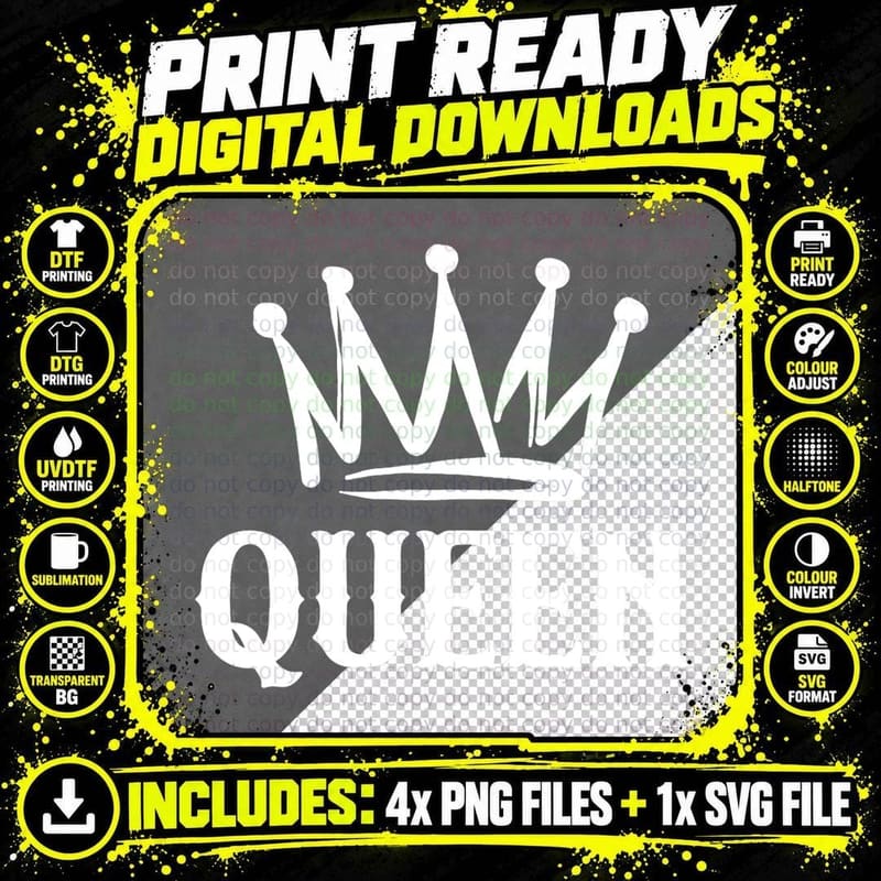 King and Queen Matching Couple Outfits Funny Png SVG Digital Bundle