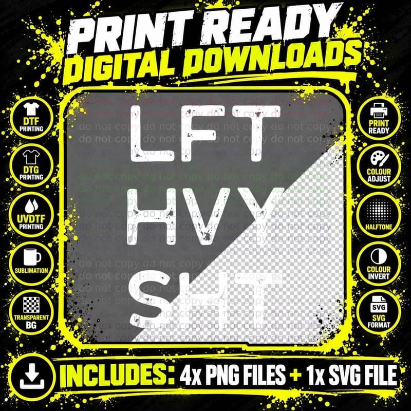 LFT HVY SHT Lift Heavy Shit Exercise Funny Fitness Class Png SVG Digital Bundle