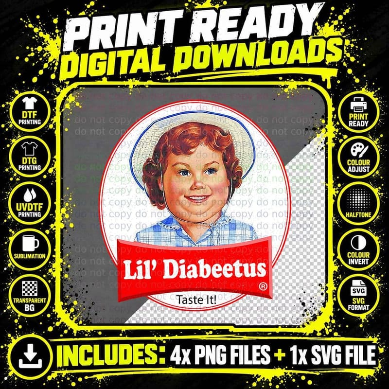Lil Diabeetus T-Shirt Tasteless Funny Diabetes Tee Png SVG Digital Bundle