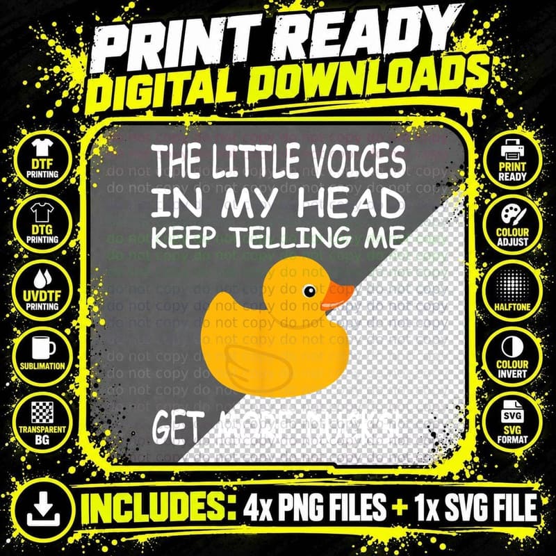 Little Voices Get More Ducks Funny Rubber Duck T-Shirt Png SVG Digital Bundle
