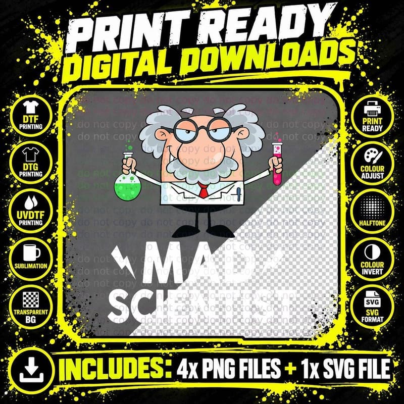 Mad Scientist Shirt Kids Toddler Child Adult Funny Png SVG Digital Bundle