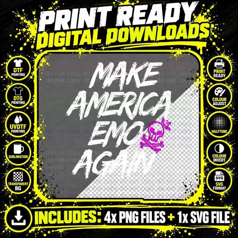 Make America Emo Again Funny Goth Gothic Culture T-Shirt Png SVG Digital Bundle