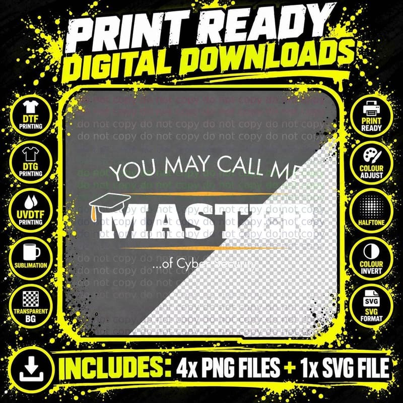 Master of Cyber Security Shirt Funny Graduation Gift Png SVG Digital Bundle