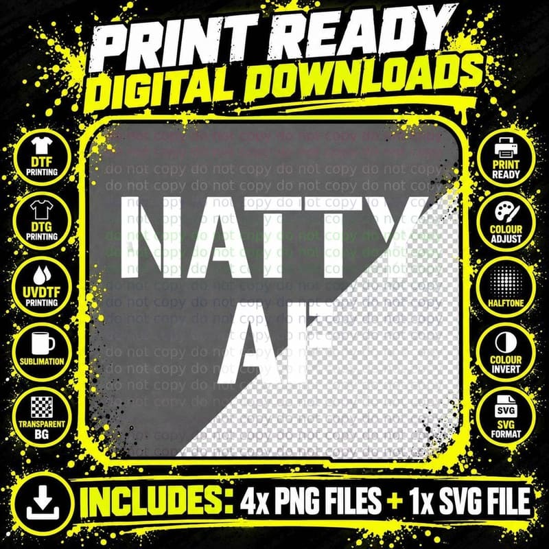 Natty AF Natural Bodybuilding Gifts Men Women Funny Png SVG Digital Bundle