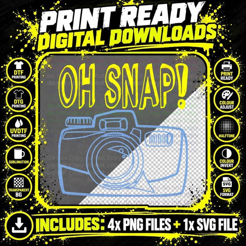OH SNAP Camera Funny Quote Photographer Photography Png SVG Digital Bundle