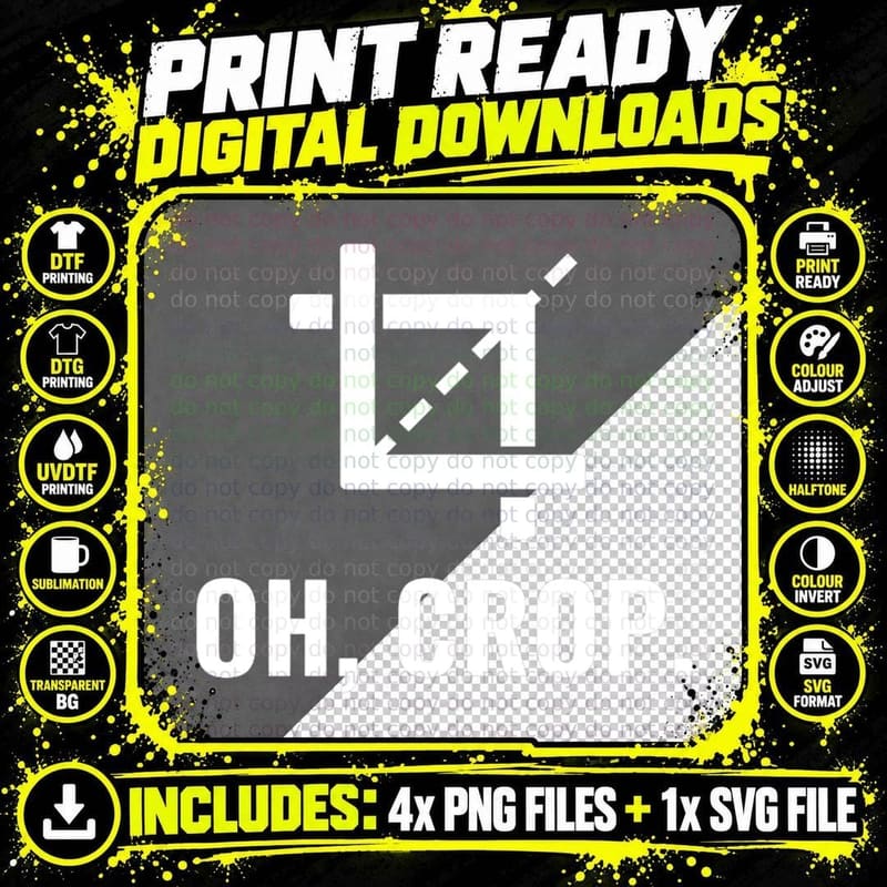 Oh, Crop Funny Graphic Designer T-Shirt Photographer Png SVG Digital Bundle