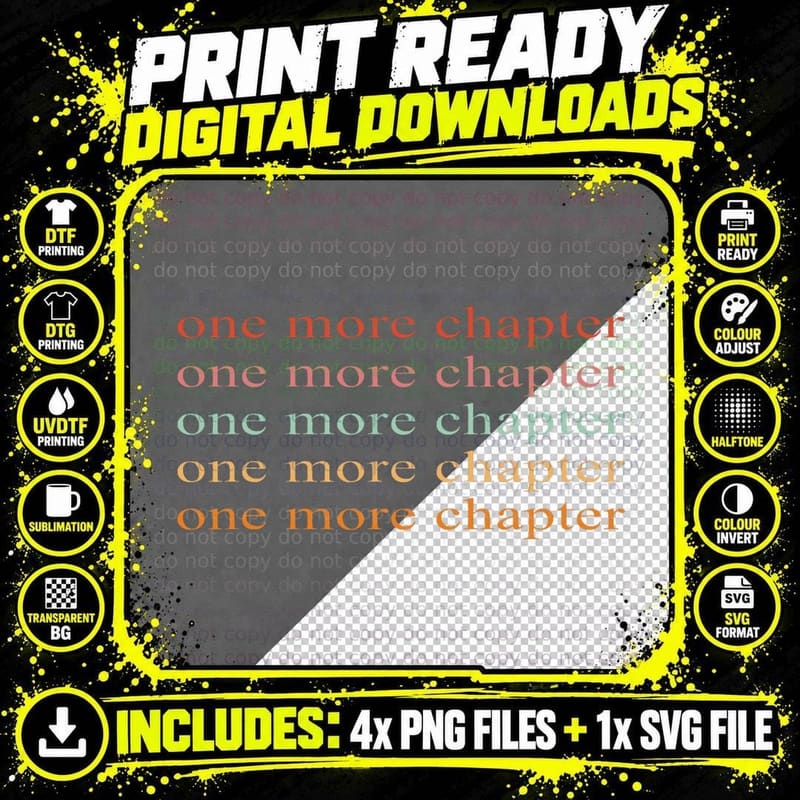 One More Chapter - Bookish Tee - Funny Reading T-Shirt Png SVG Digital Bundle