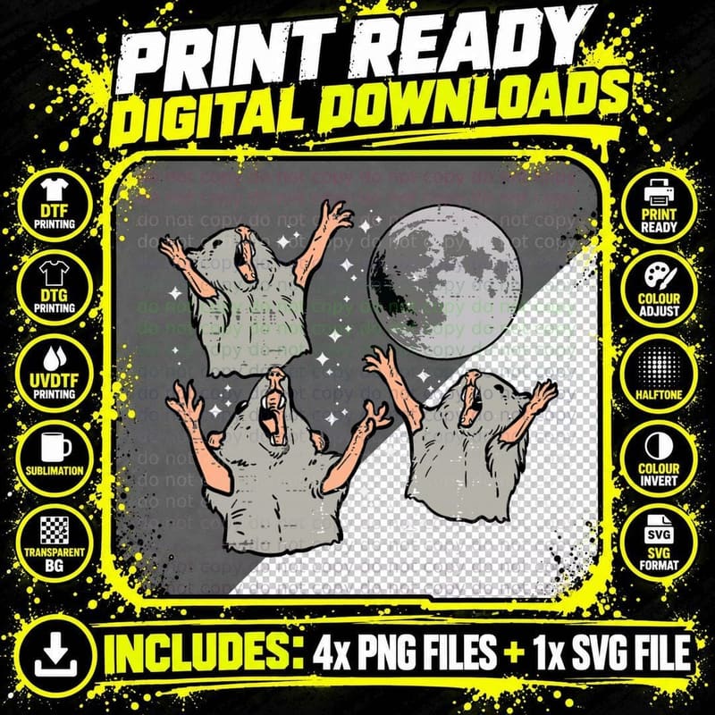 Opossums Moon Funny Possum Meme Parody Animal Men Women Png SVG Digital Bundle