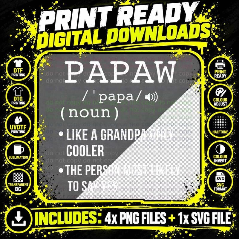 Papaw Gifts from Grandkids Funny Papaw Shirt for Men Png SVG Digital Bundle