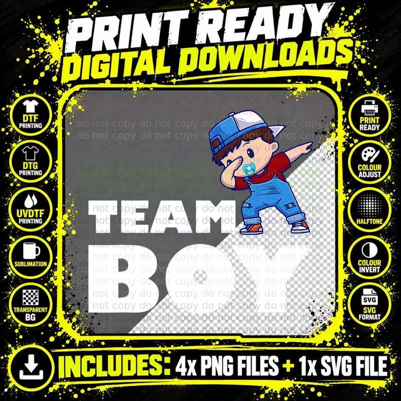 Party Team Boy Funny Gender Reveal T-Shirt Png SVG Digital Bundle