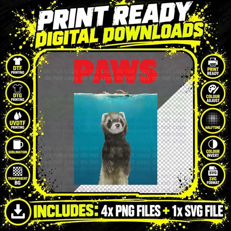 Paws Ferret Funny T-Shirt Parody Ferret Lover Gifts Png SVG Digital Bundle