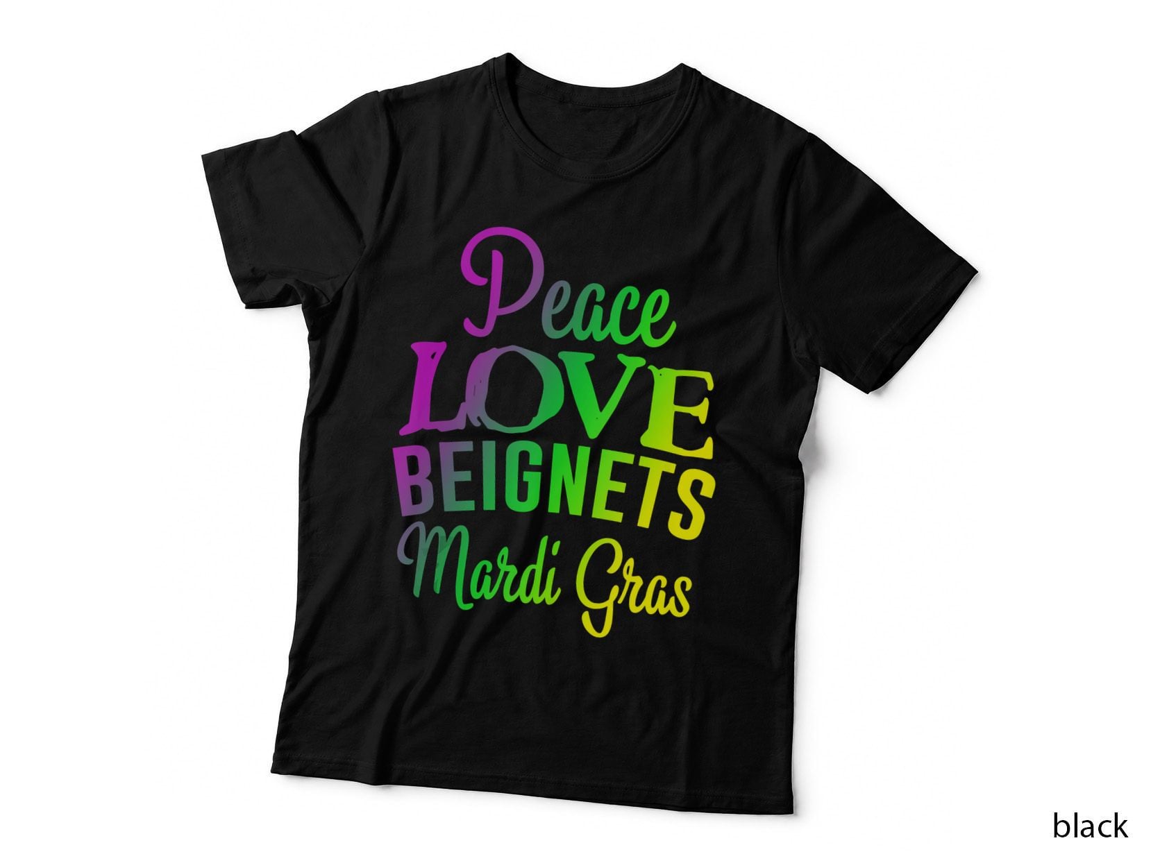Peace Love Beignets Donuts Funny Mardi Gras Carnival Costume, Funny Meme T-Shirt
