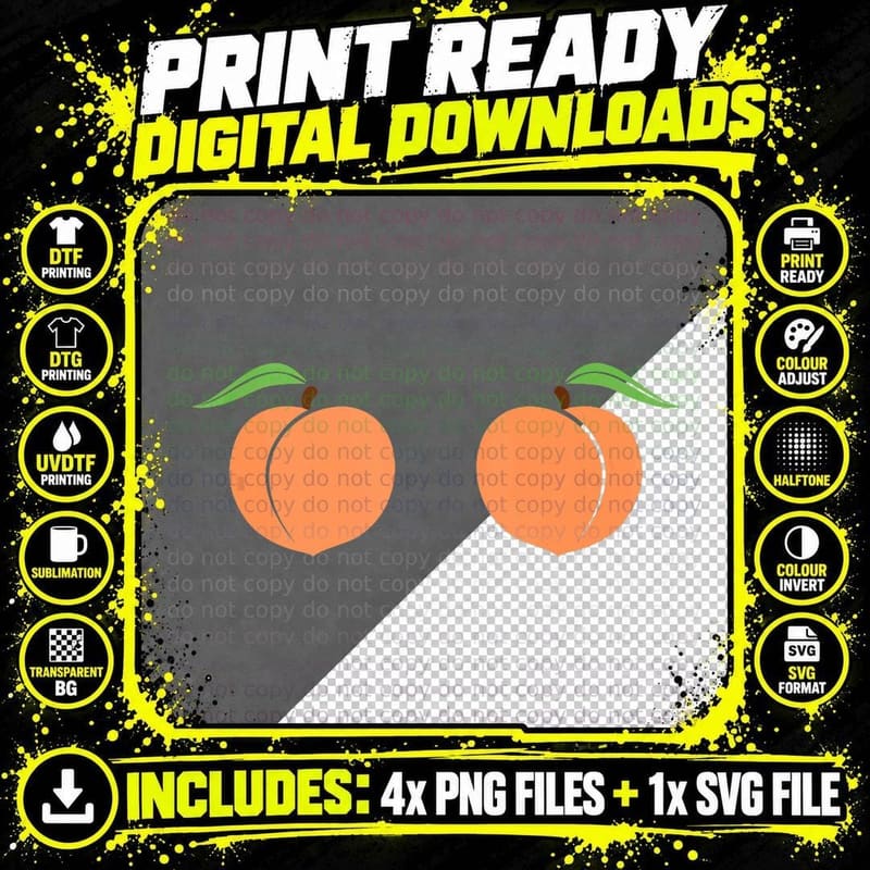 Peach Lover Clothing, Funny Peach Boobs Fruit Apparel Png SVG Digital Bundle