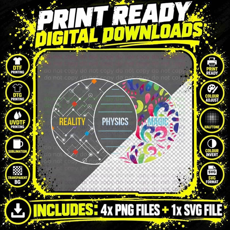 Physics Like Magic but Real - Funny Physics Pun T-Shirt Png SVG Digital Bundle