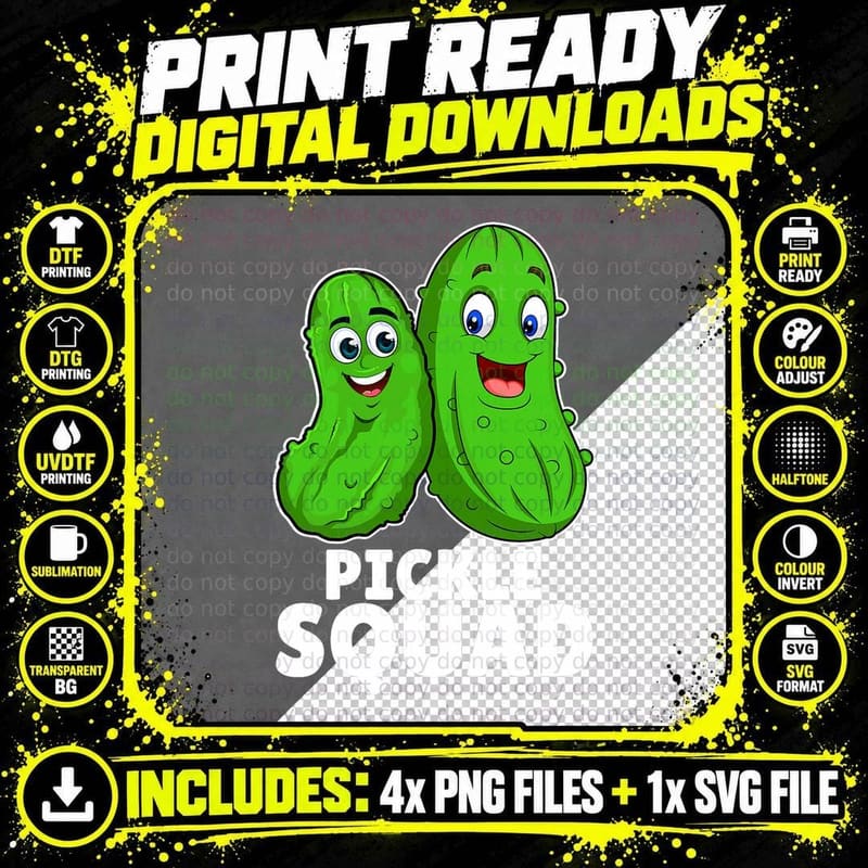 Pickle Squad, Funny Pickles Costumes Pickle T-Shirt Png SVG Digital Bundle