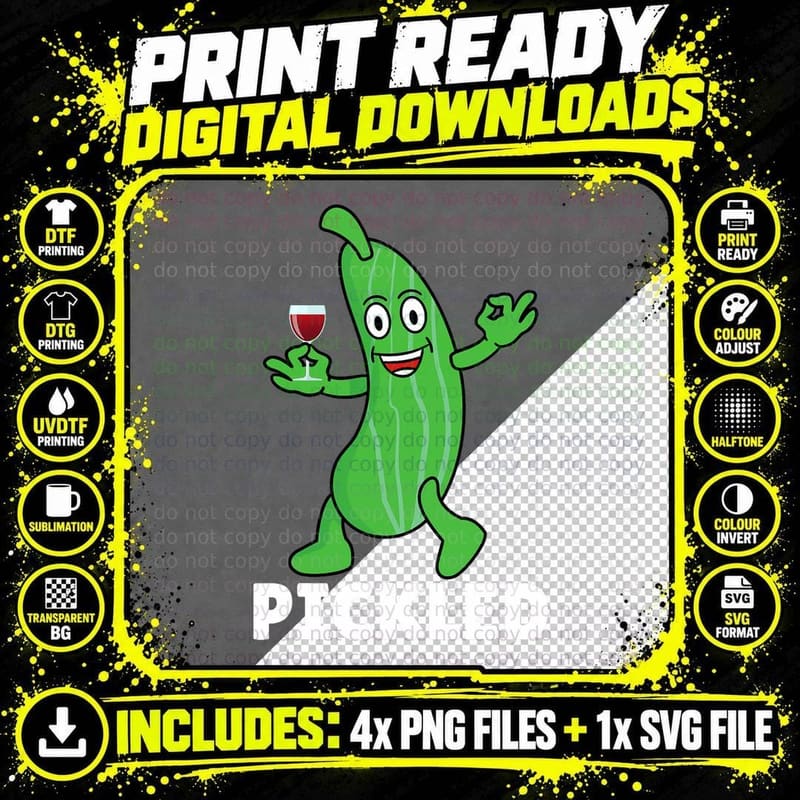 Pickled, Funny Pickles Costumes Funny Pickle Outfits Png SVG Digital Bundle