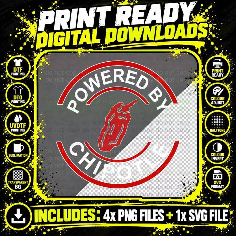 Powered by Chipotle Funny Chipotle T-Shirt Png SVG Digital Bundle