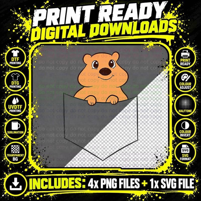 Quokka in the Pocket Funny Pocket Quokka T-Shirt Png SVG Digital Bundle